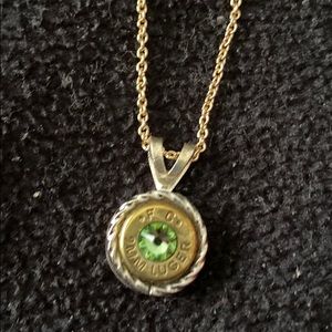 9MM Lugar Bullet Perodot Necklace